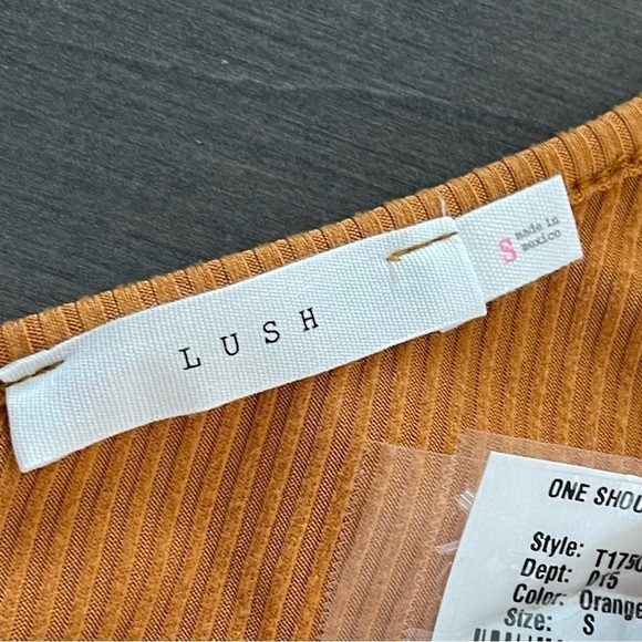 Lush one shoulder long sleeve orange bodysuit size S NWT - Picture 5 of 10